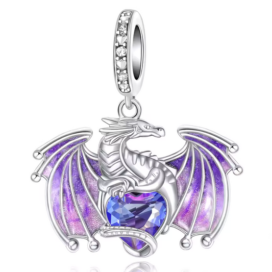 Majestic Dragon Pendant Charm with Purple Wings