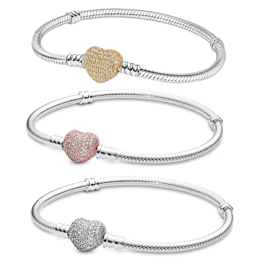 Strass-Herz-Armband – Rosa, Blau, Silber oder Gold