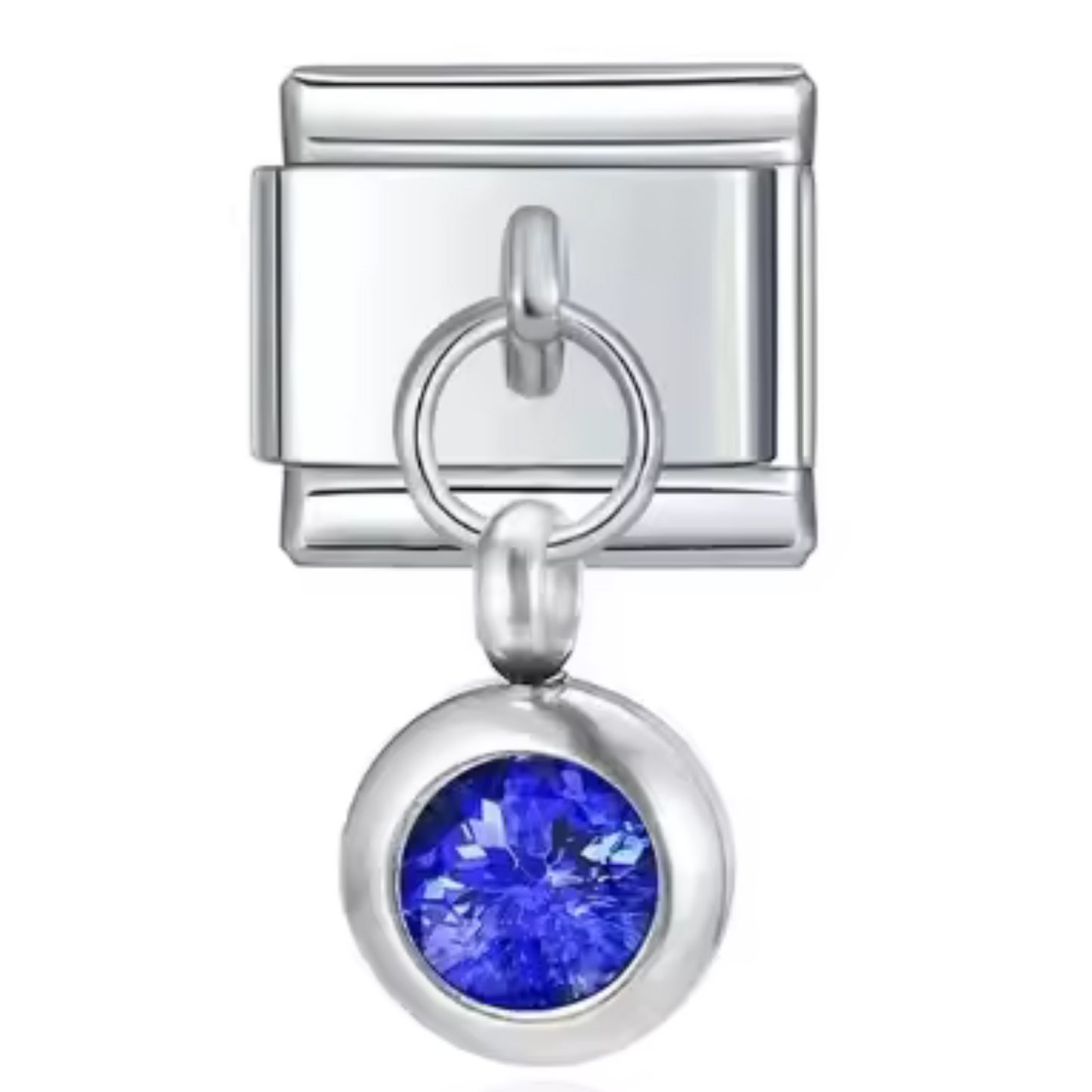 Italienischer Charm-Anhänger in Silberfarbe – Geburtsstein