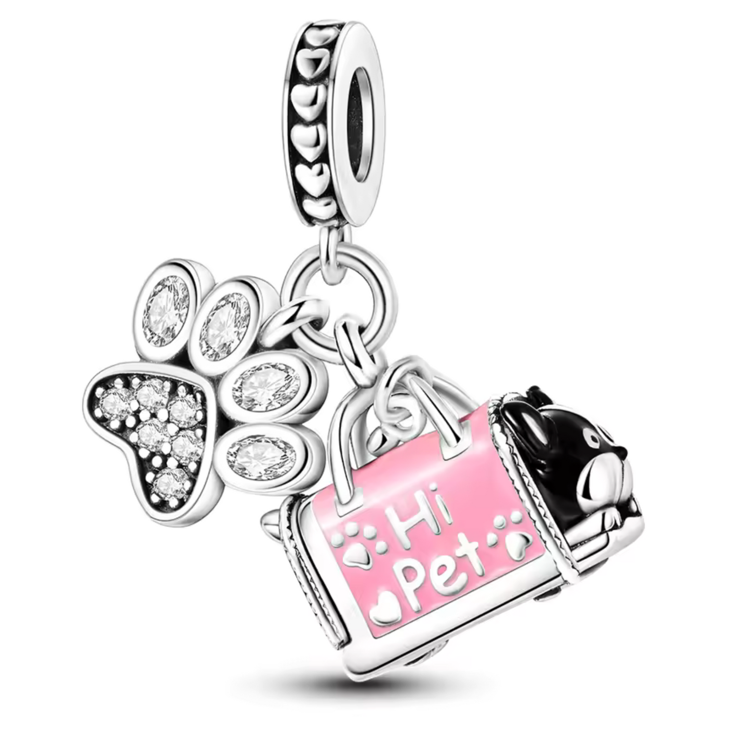 Animal Bag Charm with Little Paw and "Hi Pet" Inscription