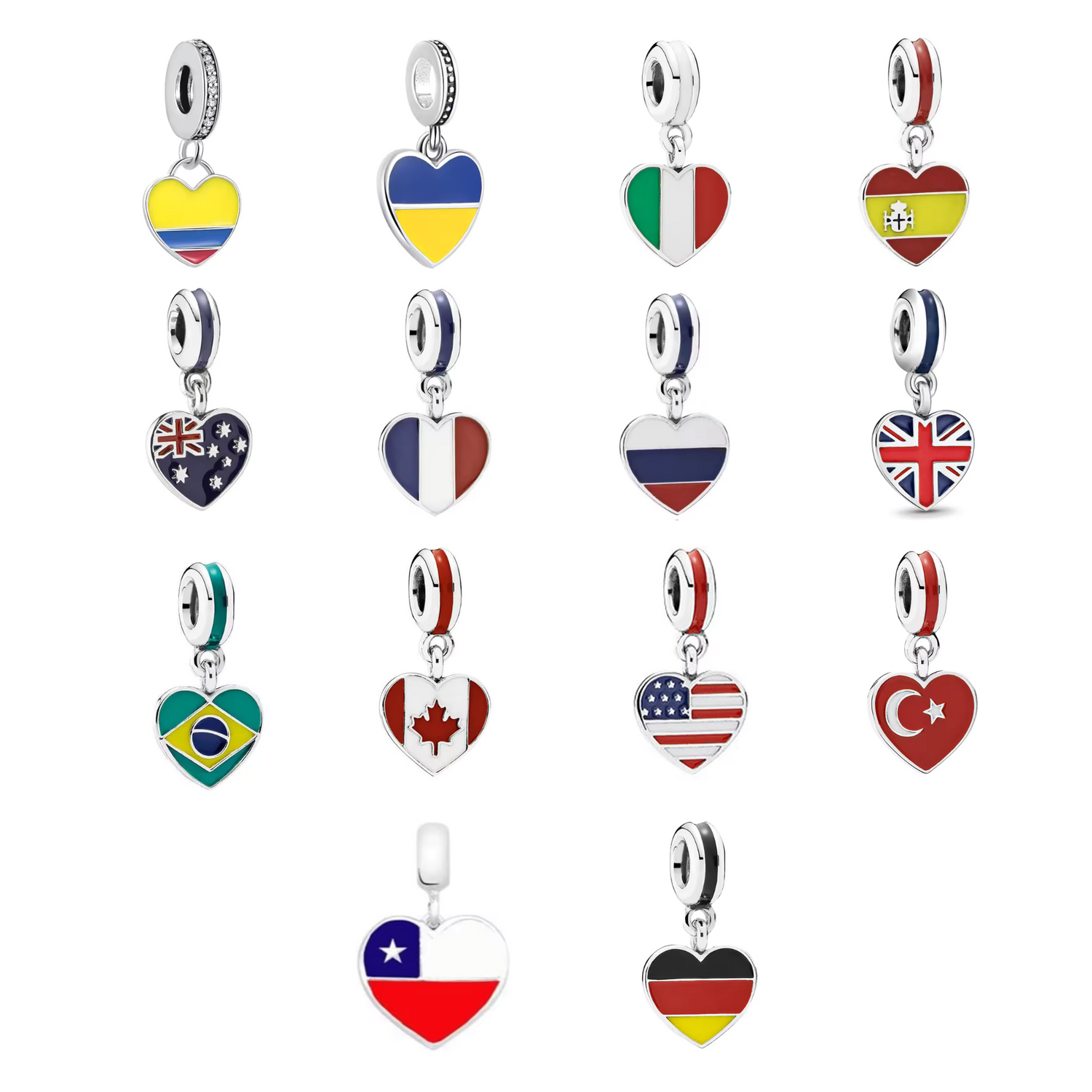 Charm Pendant - Heart Flag (14 Countries Available)