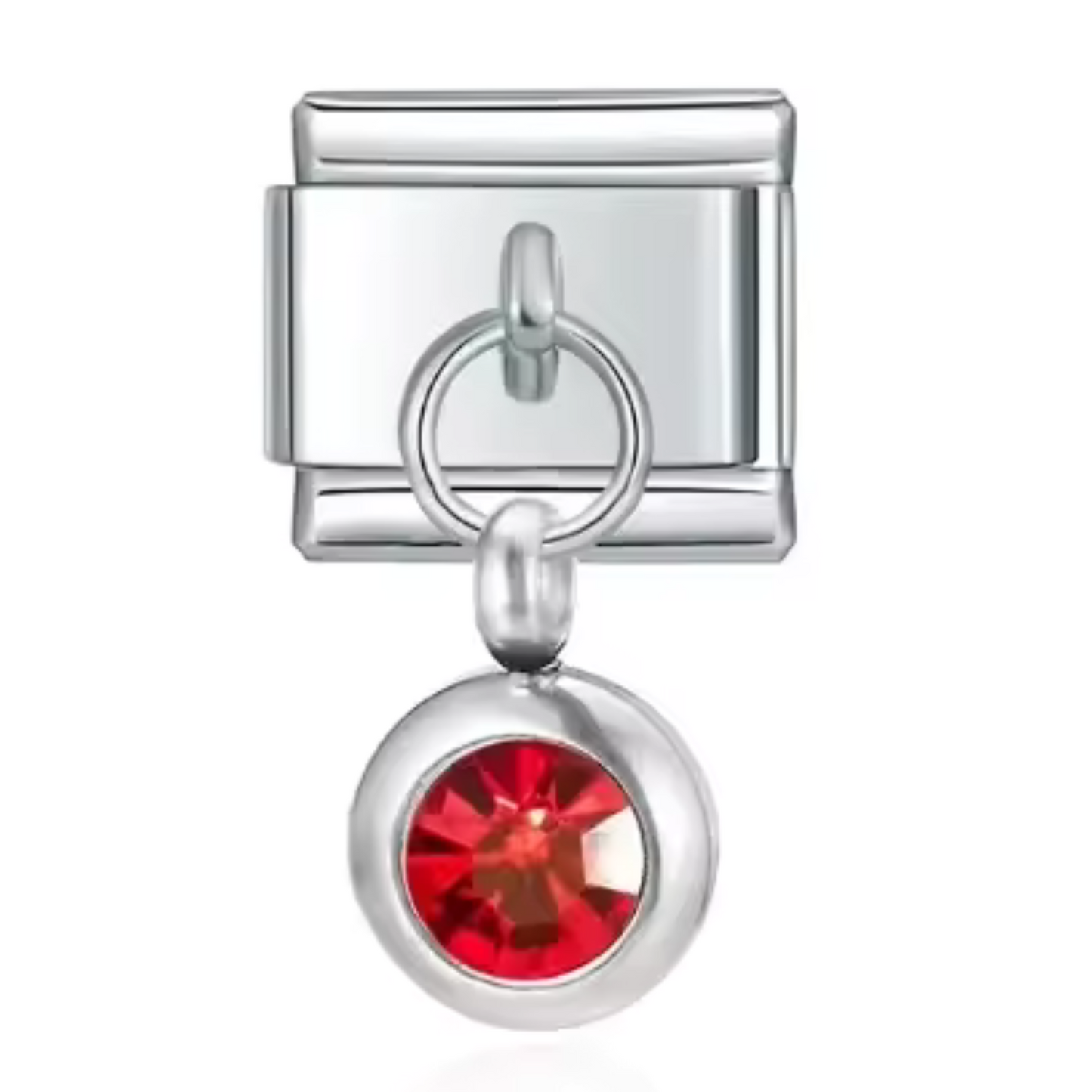 Italienischer Charm-Anhänger in Silberfarbe – Geburtsstein