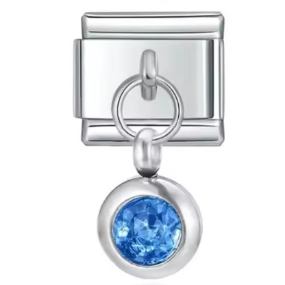 Italienischer Charm-Anhänger in Silberfarbe – Geburtsstein