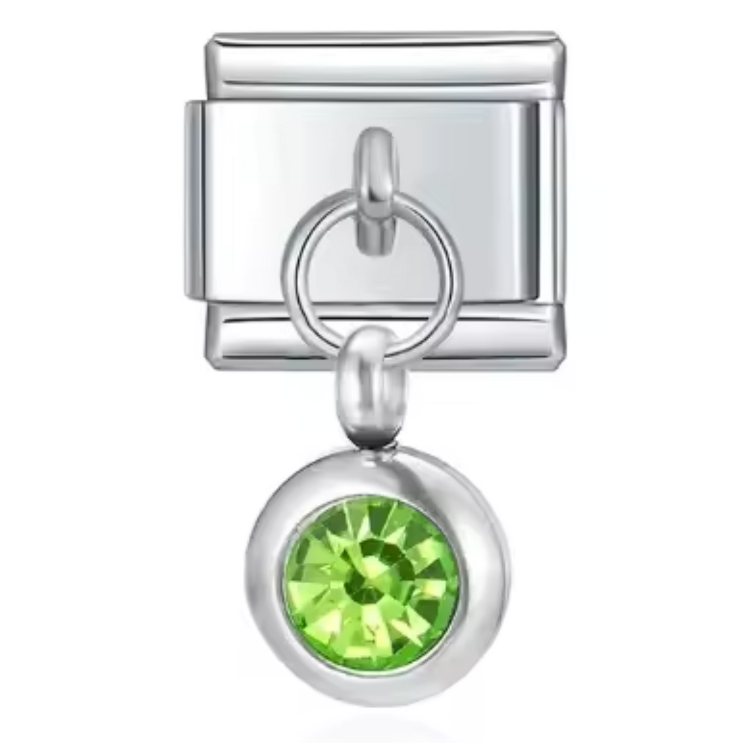 Italienischer Charm-Anhänger in Silberfarbe – Geburtsstein