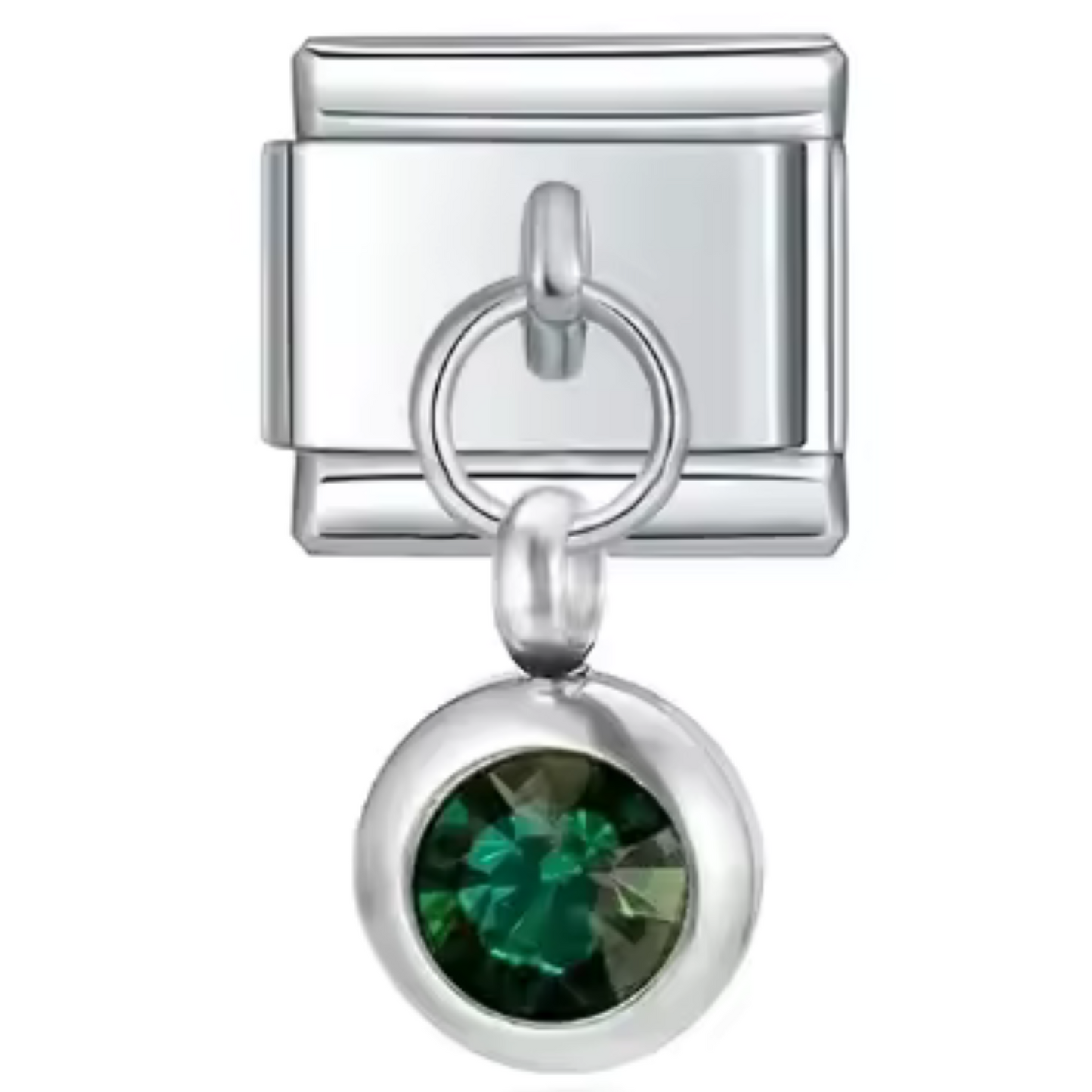 Italienischer Charm-Anhänger in Silberfarbe – Geburtsstein