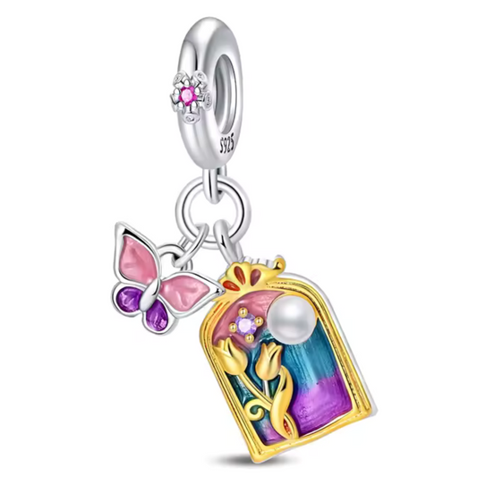 Charm-Bild mit Tulpen und Schmetterling – Süße und Erneuerung