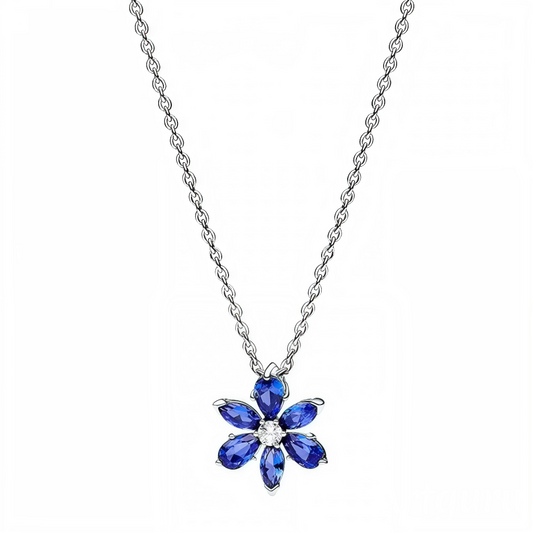 Blue Flower Pendant Necklace – 925 Silver | Inspired by Elsa, Frozen