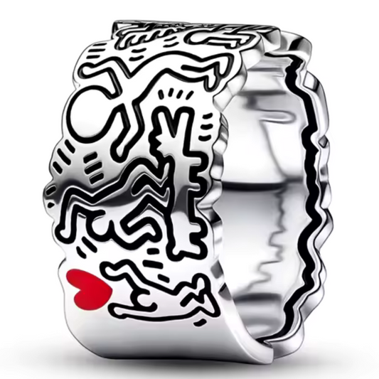 Keith Haring Silberring – Kunst und Urban Style