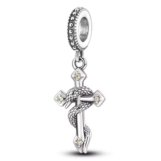 Charm Kreuz mit Schlange