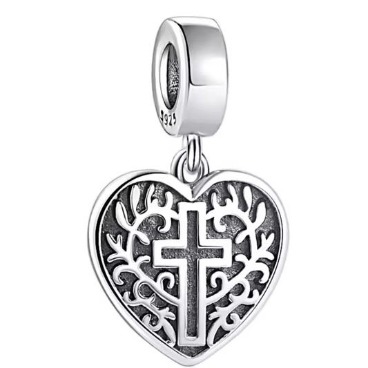 Herz Charm mit Kreuz 