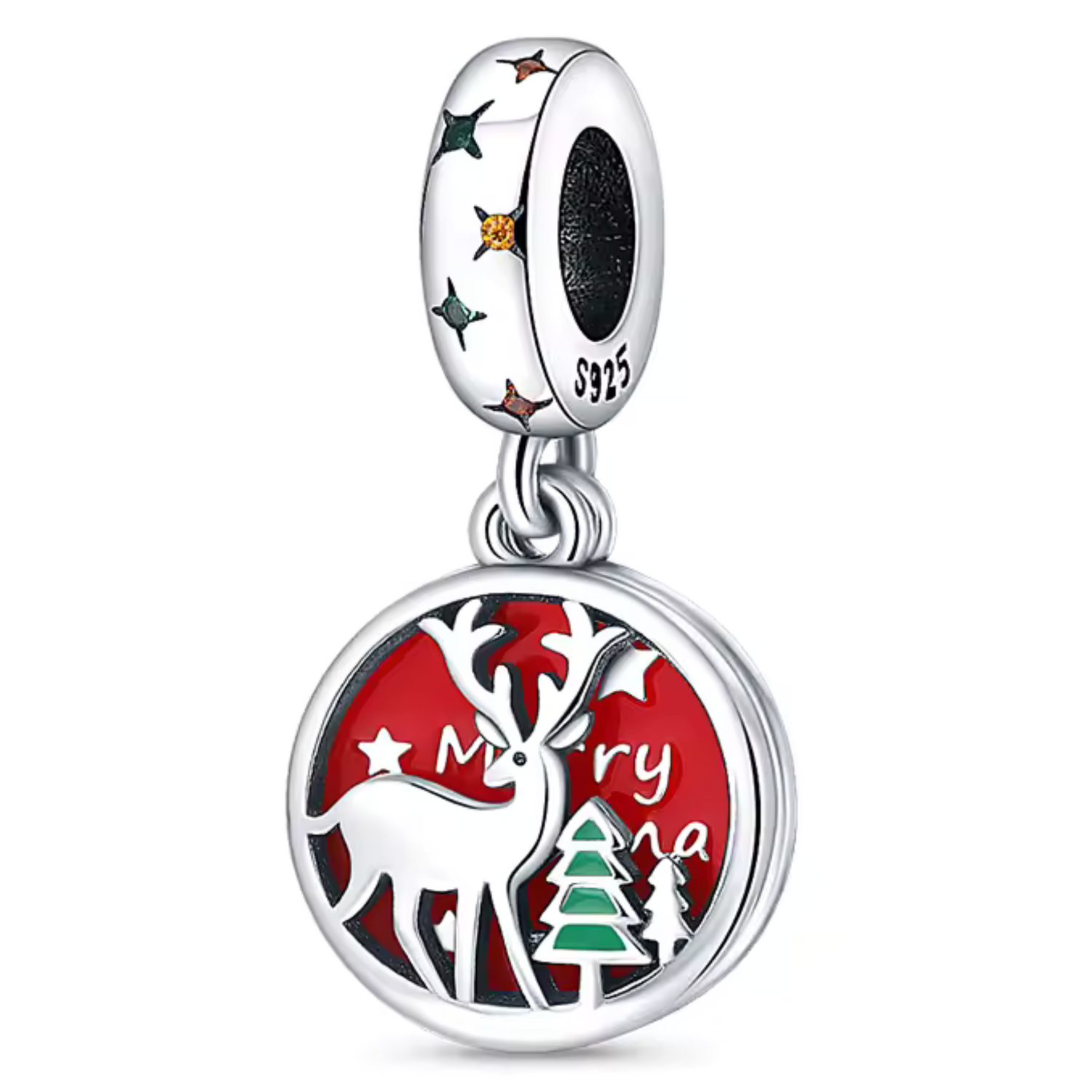 Charm - Deer Medallion "Merry Christmas"
