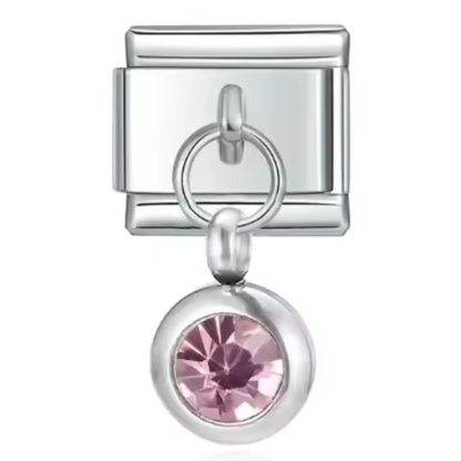 Italienischer Charm-Anhänger in Silberfarbe – Geburtsstein
