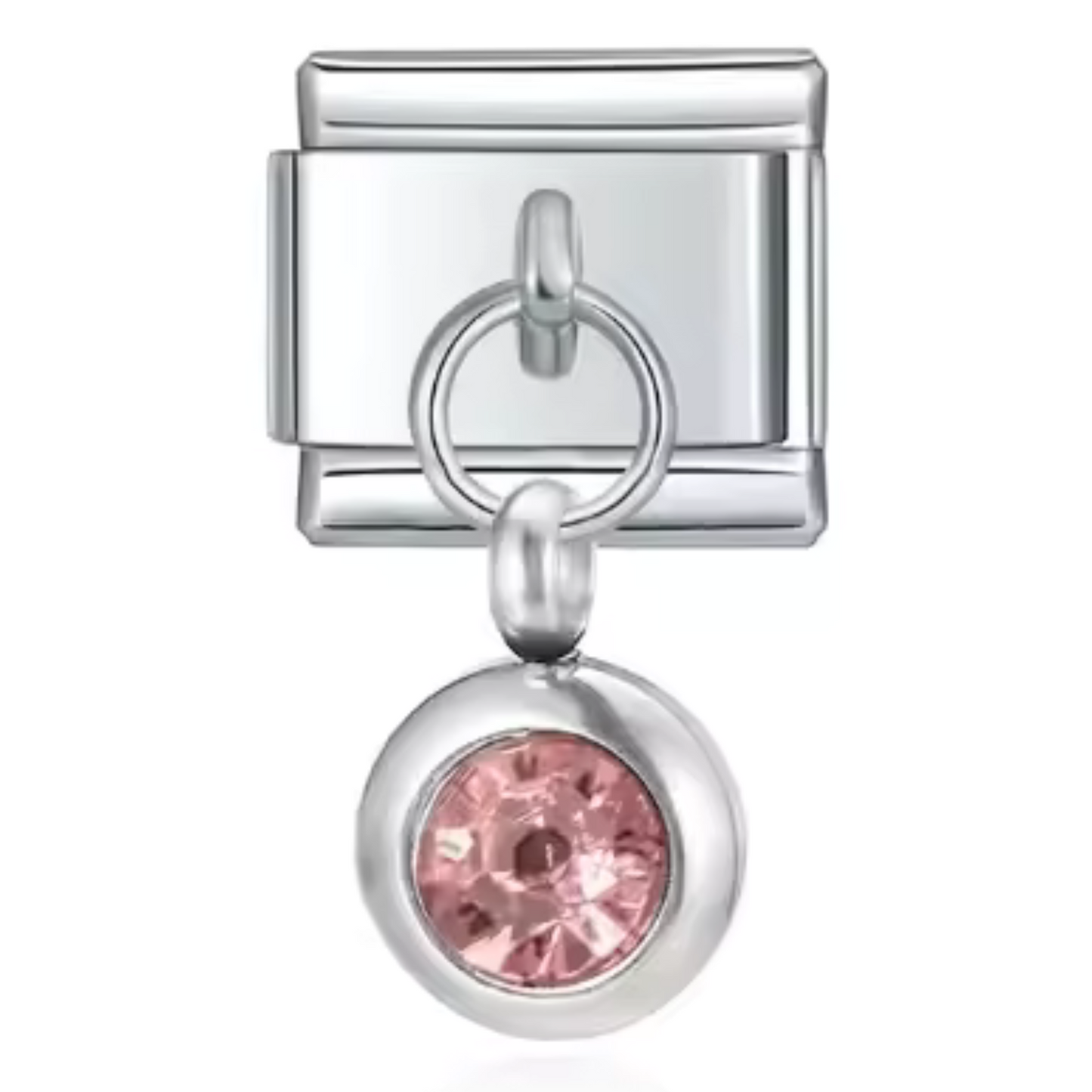 Italienischer Charm-Anhänger in Silberfarbe – Geburtsstein