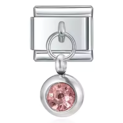 Italienischer Charm-Anhänger in Silberfarbe – Geburtsstein