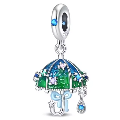 Charm Pendant - Blue and Green Umbrella