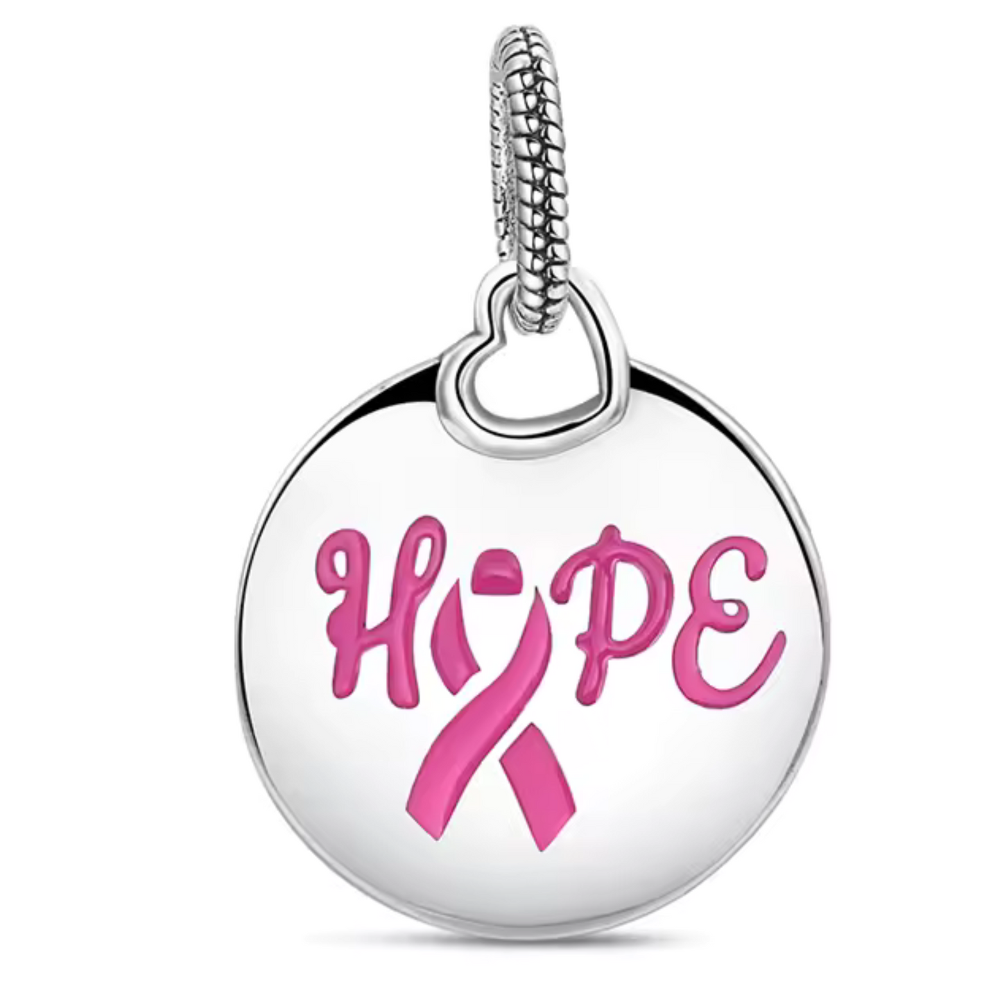 Charm Pendentif - "Hope" avec Ruban Rose