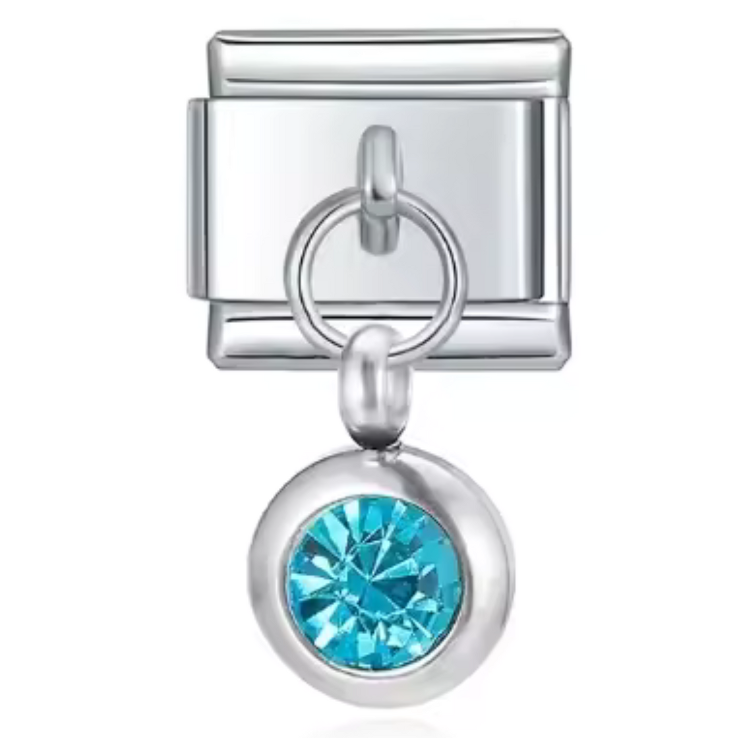 Italienischer Charm-Anhänger in Silberfarbe – Geburtsstein