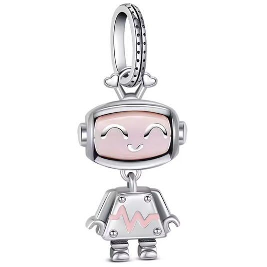 Silberner Roboter-Charm – Modernität und Originalität