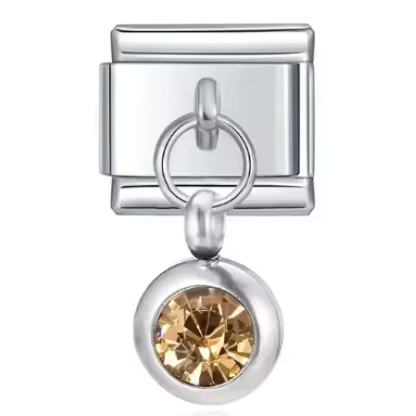 Italienischer Charm-Anhänger in Silberfarbe – Geburtsstein