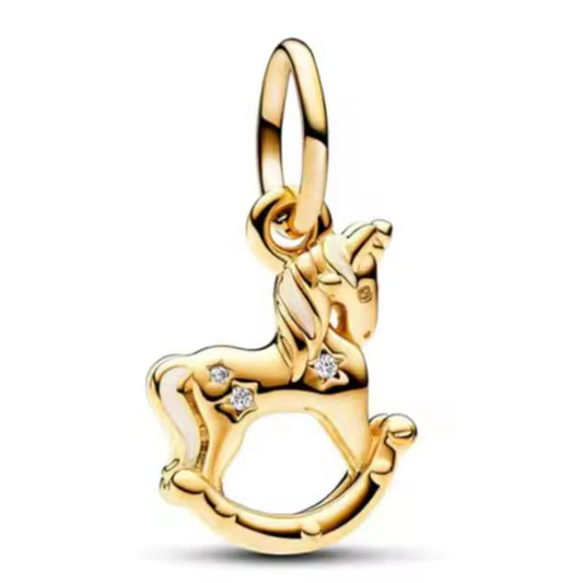 Charm-Anhänger - Goldenes Schaukelpferd