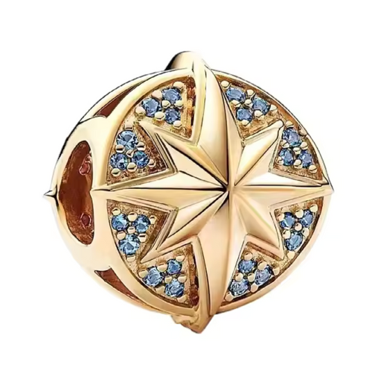 Charm - Captain Marvel Badge in Gold Gilded | Marvel