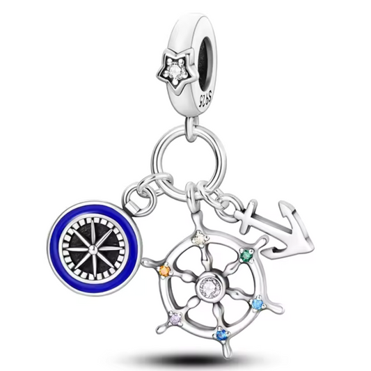 Maritime Adventure Charm – Compass, Rudder and Anchor