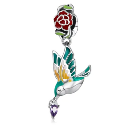 Charm-Anhänger - Kolibri-Pfingstrose