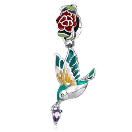 Charm-Anhänger - Kolibri-Pfingstrose