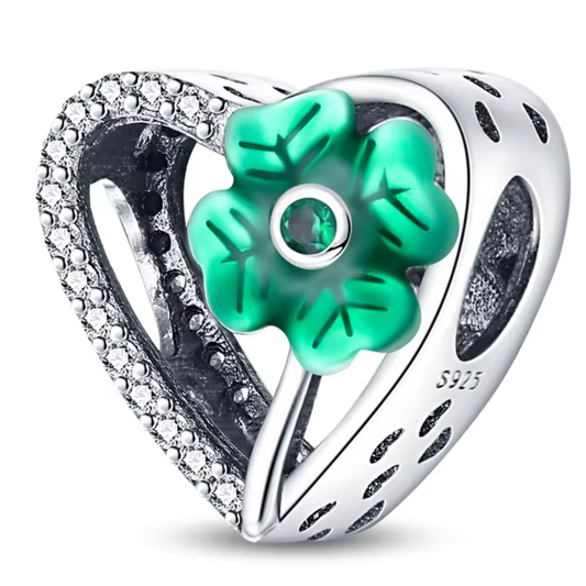 Herz- und Kleeblatt-Charm – Liebe und Glück vereint