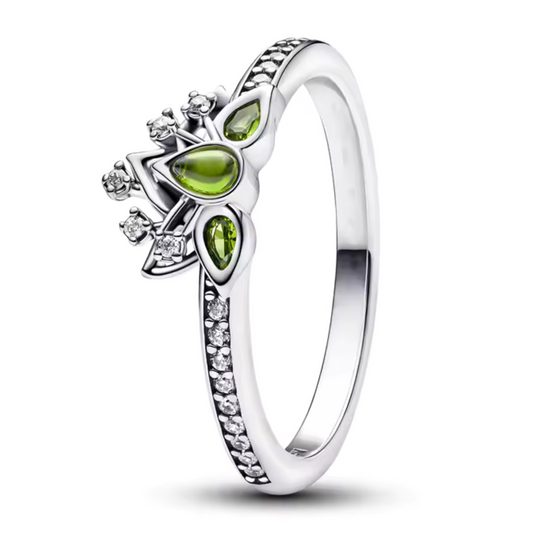 Tiana inspirierter silberner und grüner Ring – Eleganz und Magie der Bayous