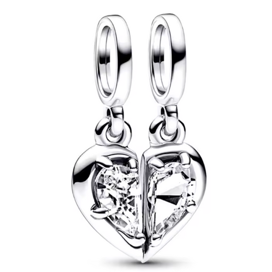 Silver Heart Share Charm