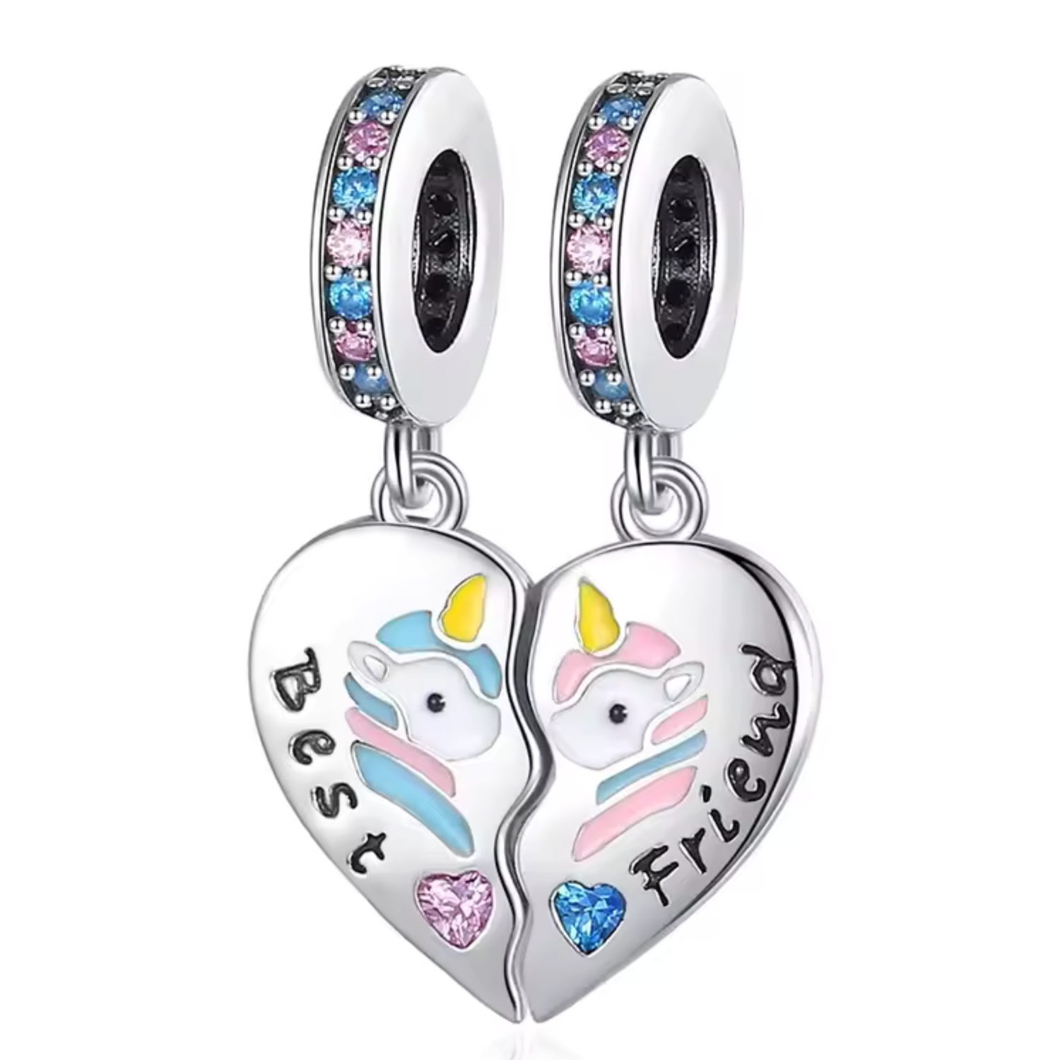 Best Friends teilbarer Herz-Charm mit Einhörnern