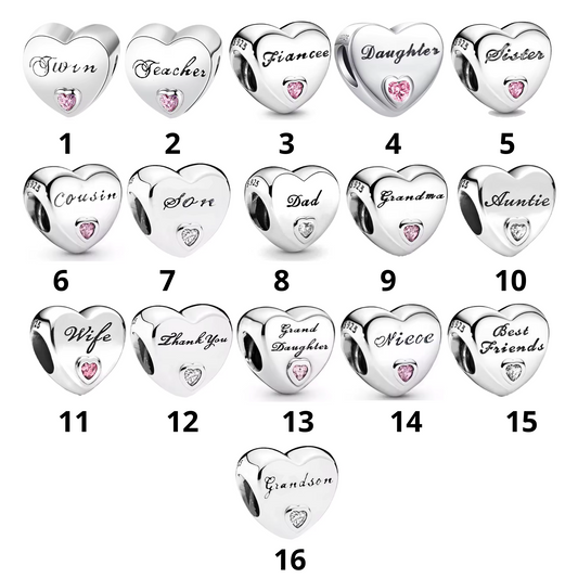 Family Heart Charm – 15 Designs to Choose From