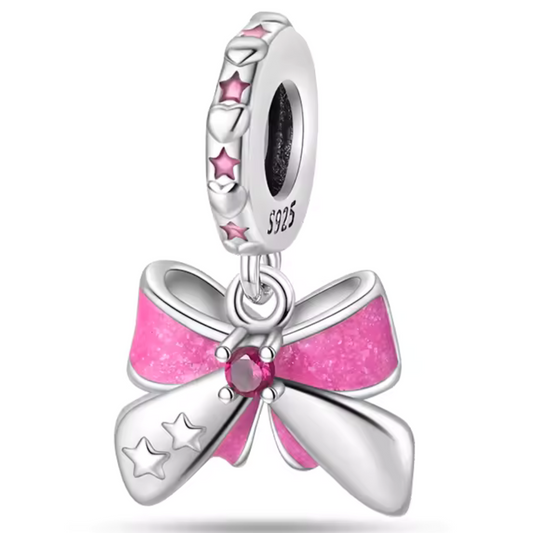 Rosa Schleife Charm