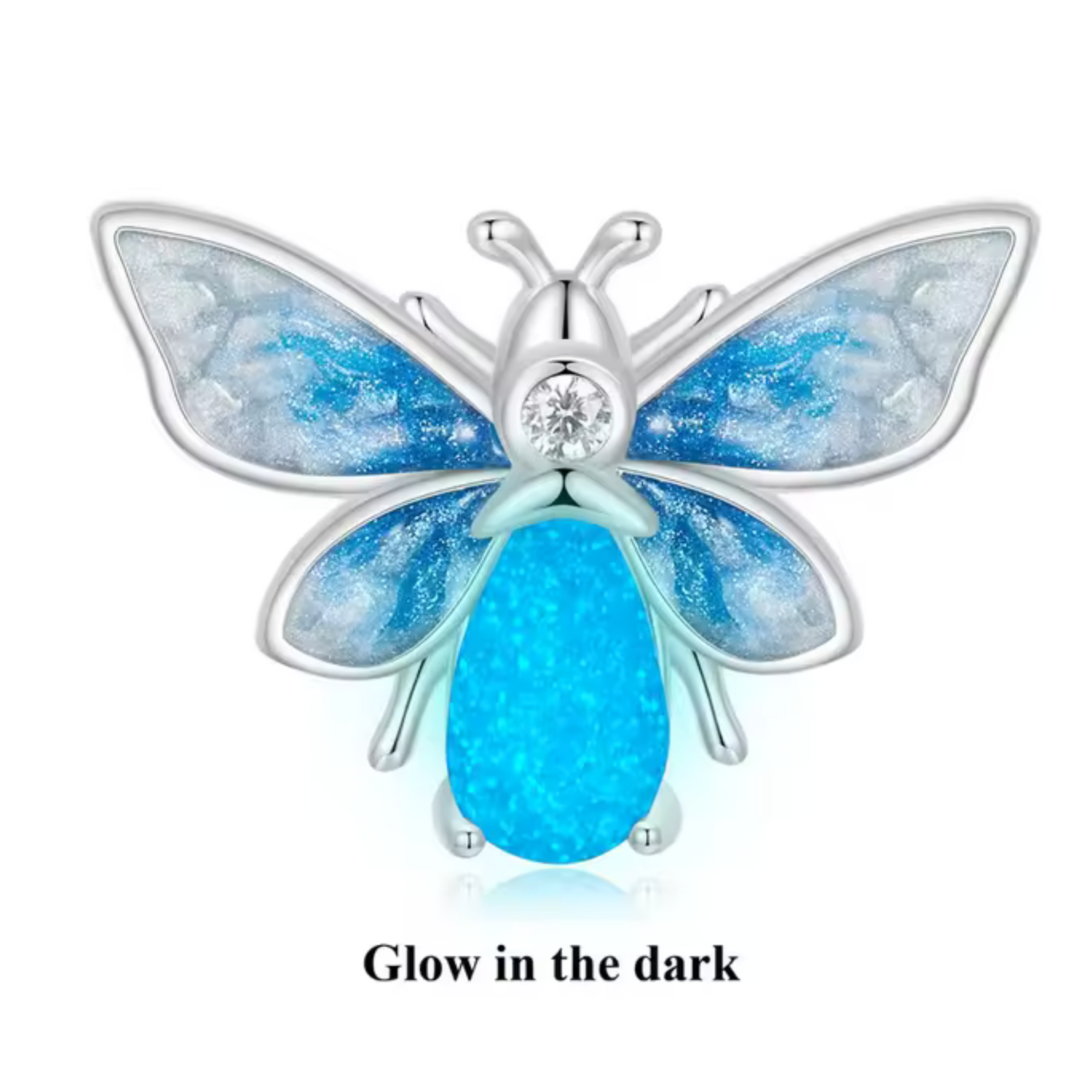Radiant Blue Bee Charm - "Glow in the Dark"