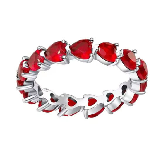 Silberring mit roten Herzen – Schneewittchen Inspiration