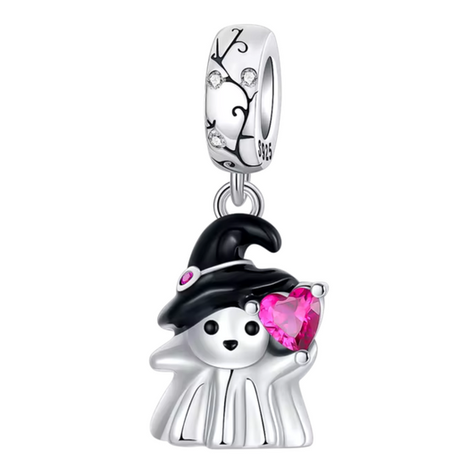 Charm - Fantôme Sorcière avec Cœur Rose