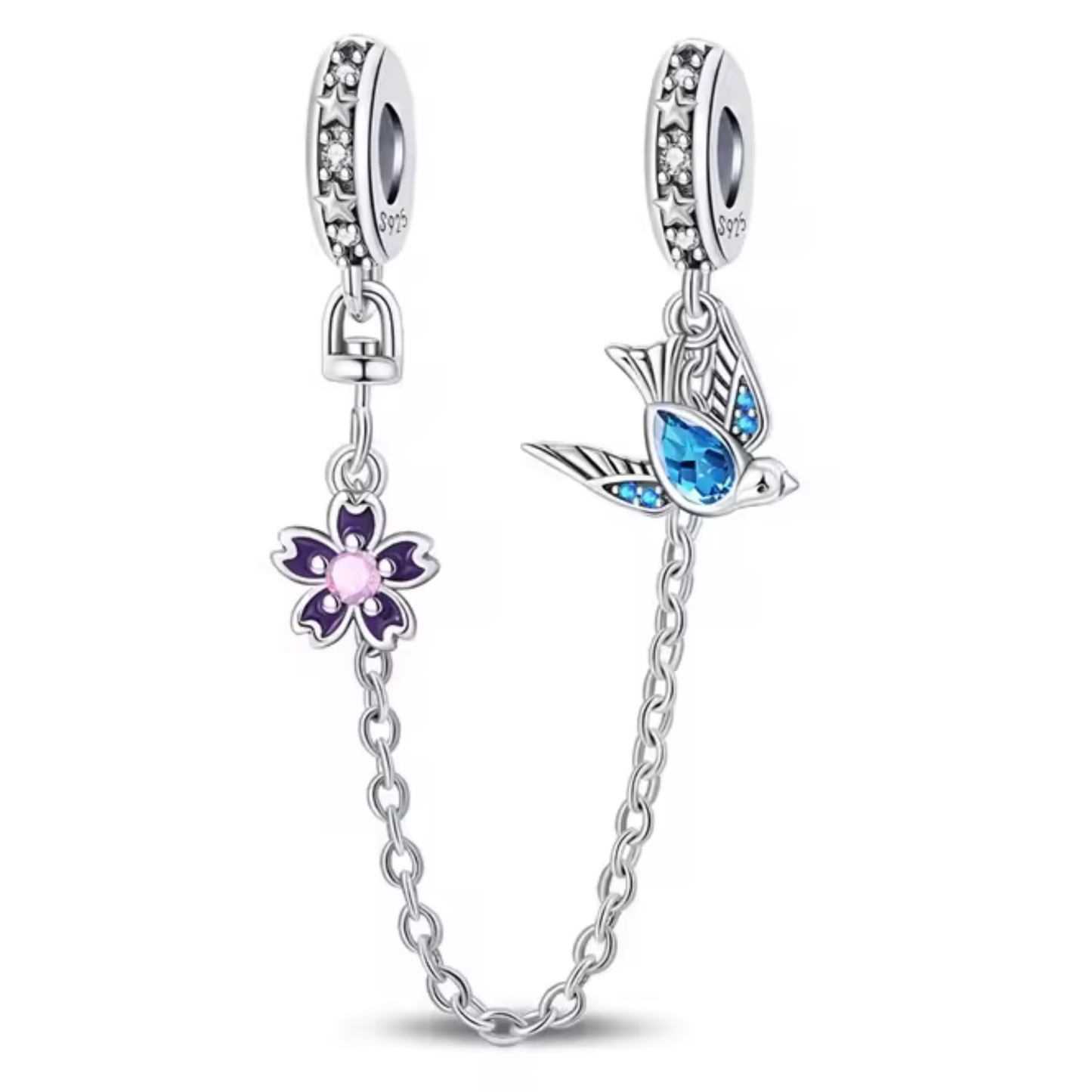 Charm-Kette, Vogel und Blumen – Freiheit und natürliche Eleganz