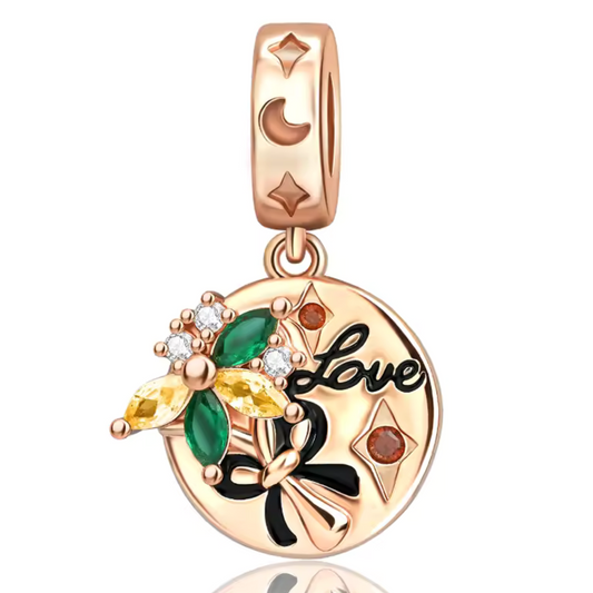 Charm-Anhänger Love-Medaillon mit Blumenstrauß