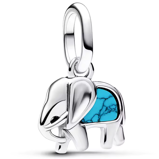 Turquoise Elephant and Heart Pendant Charm – Strength and Tenderness