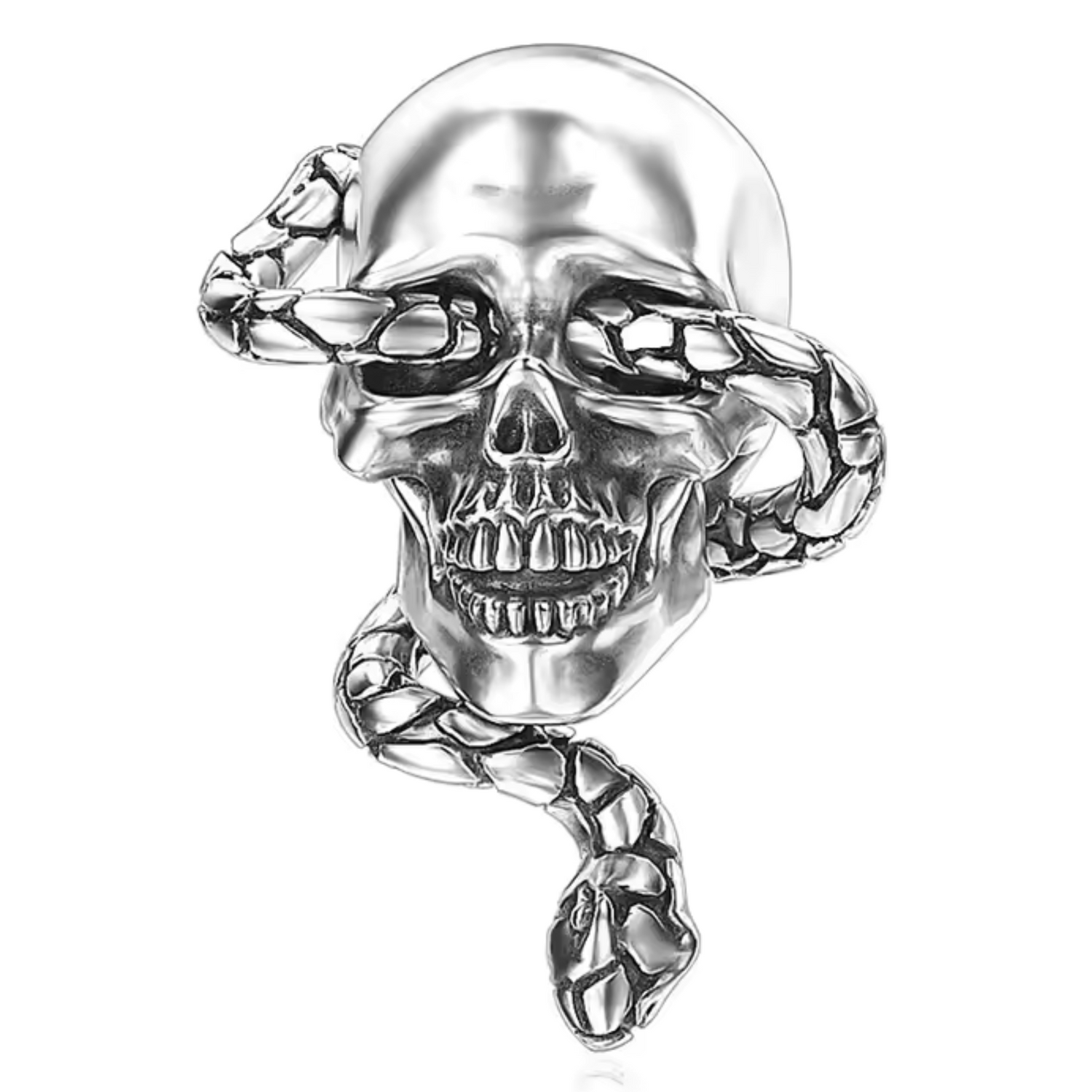 Charm - Silver Skull and Snake