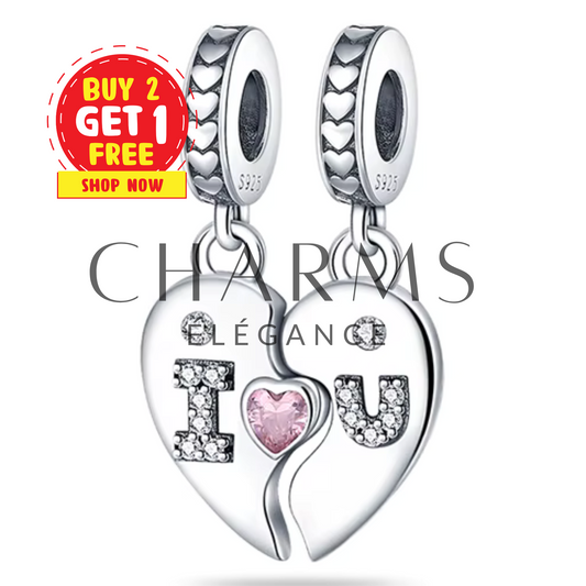 Charm à Partager Cœur "I Love You" - Charms Élégance