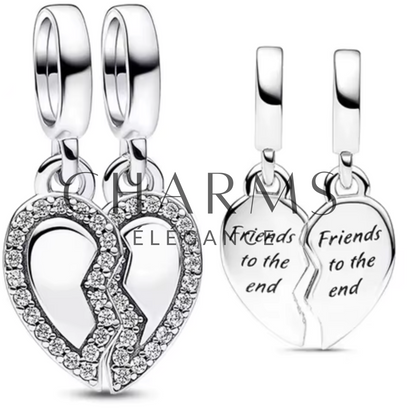 Charm Cœur à Partager "Friends to the End" - Charms Élégance