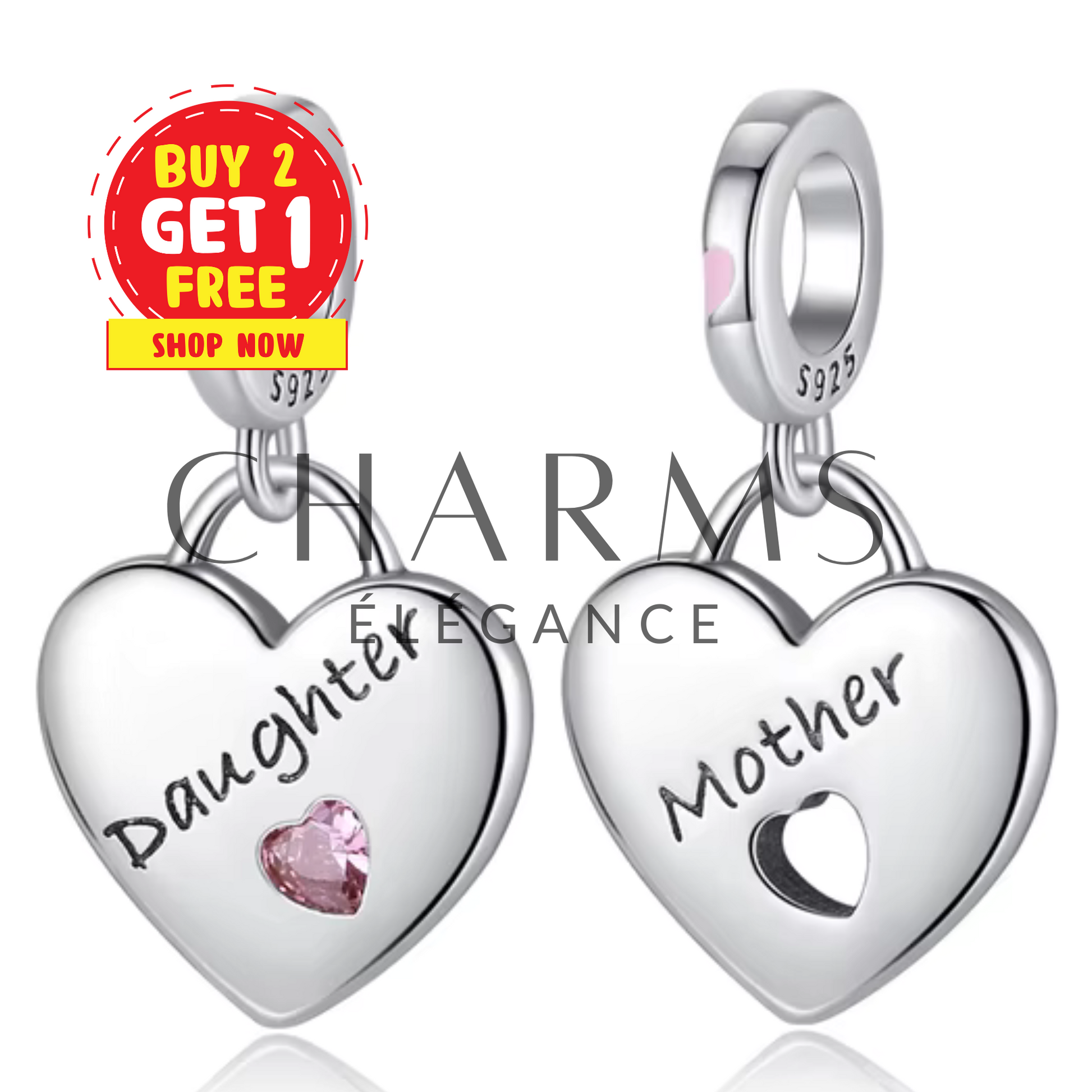 Lot de 2 Charms Mère et Fille argenté - Charms Élégance