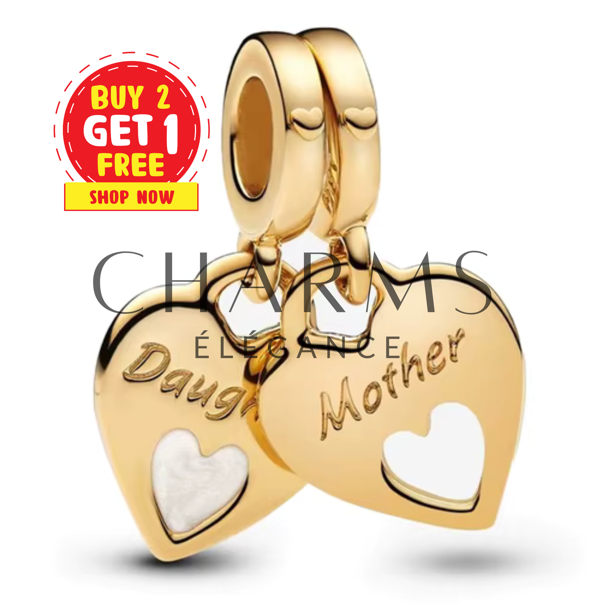 Lot de 2 Charms Mère et Fille doré - Charms Élégance