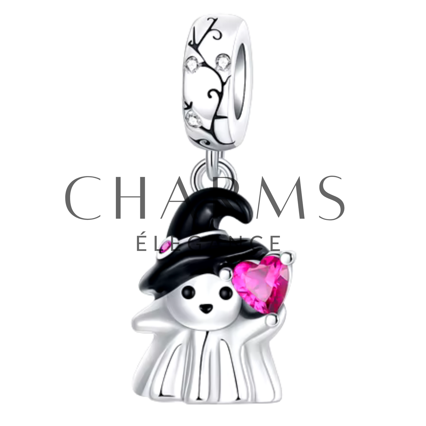 Charm - Fantôme Sorcière avec Cœur Rose