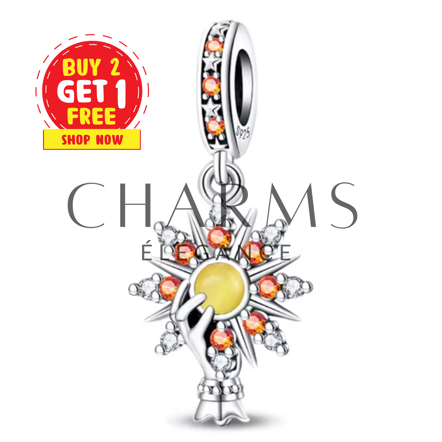 Charm – Biene mit orangefarbenem Stein