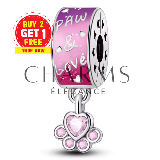 Charm Paw et Love – Patte de Chien Suspendue - Charms Élégance