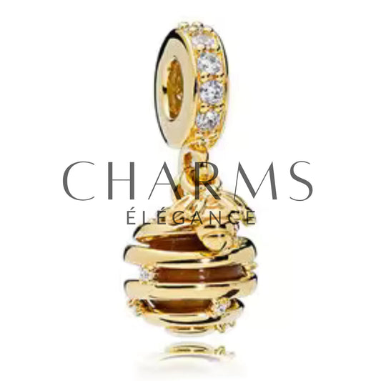 Charm Pendentif - Ruche et Abeille Dorée - Charms Élégance