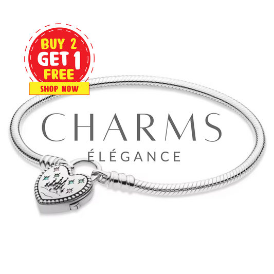 Bracelet Cadenas Cœur Argenté Étoilé - Charms Élégance